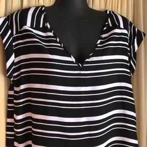 NY & Co Medium Blouse Black White Striped